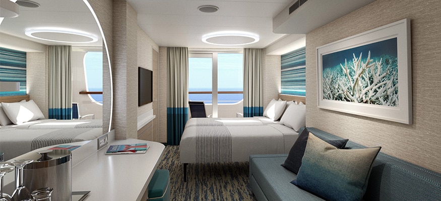 Carnival Mardi Gras Cove Balcony stateroom — representative Carnival photo